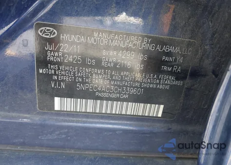 2012 Hyundai Sonata Se/Limited from USA, damaged, VIN 5NPEC4AC3CH339601